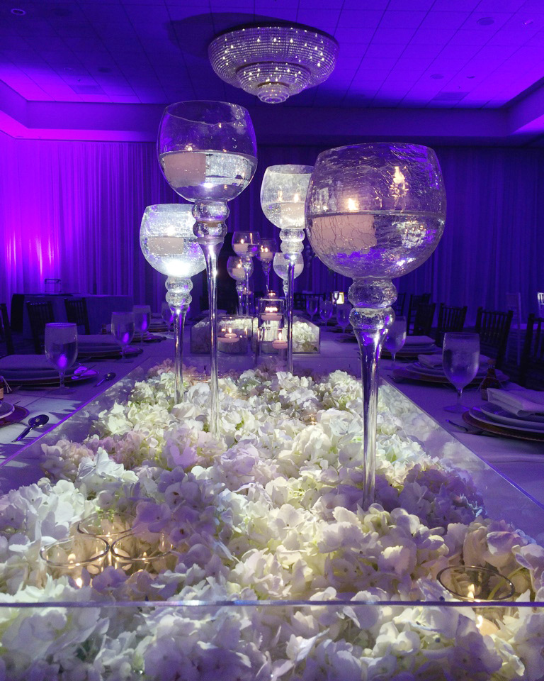 Lifetime Weddings & Events - floating arragement crinkled vase